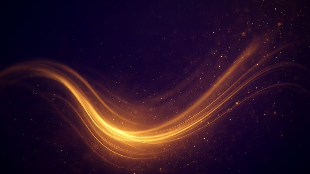 Abstract golden and purple energy waves representing nervous system reinvention, soul-led business transformation, and spiritual entrepreneur burnout recovery.